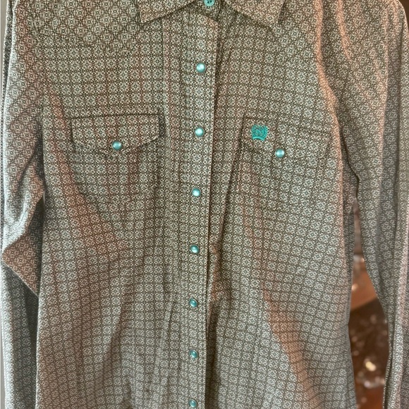 Cinch Brown Patterned Kids Button Down Shirt - Picture 1 of 2